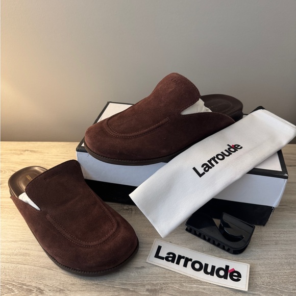 Larroude x Parke Clog in Brown Suede - Picture 2 of 6
